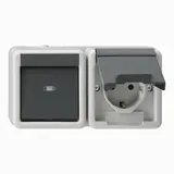 GIRA 417730 surface-mounted combination WG AP 2-fold, horizontal, toggle switch | gray