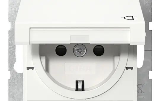 GIRA 441427 SCHUKO socket system 55 Touch protection, hinged lid | pure white satin matt