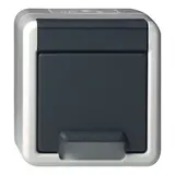 GIRA 444030 SCHUKO socket WG AP 1-fold, hinged lid, without claws | gray
