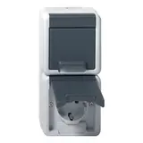 GIRA 478030 SCHUKO socket WG AP 2-fold, vertical, hinged lid, without claws | gray