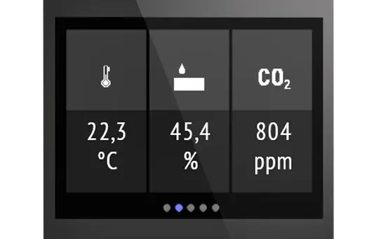 ELSNER 70822 KNX temperature sensor with Cala Touch display Temperature, humidity, CO2 | black