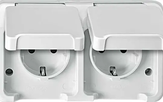 MERTEN MEG2320-8019 SCHUKO socket AQUASTAR 2-fold, horizontal, touch protection | polar white