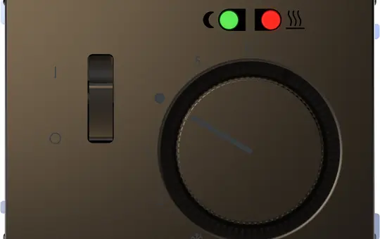 MERTEN MEG5764-6052 room temperature controller system desig NO contact, 230 V, FBH, off switch, control light | mocha metallic