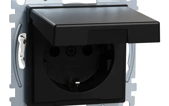 MERTEN MEG2310-0403 SCHUKO socket system M Ocean Plastic Touch protection, hinged lid | matt black