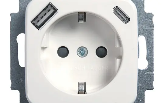BUSCH-JAEGER 20EUCB2USBAC-214 SCHUKO socket Reflex SI USB A/C, 2.4A | alpine white