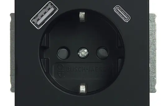 BUSCH-JAEGER 20EUCB2USBAC-885 SCHUKO socket Future USB A/C, 2.4A | matt black