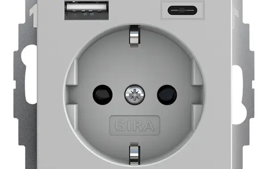 GIRA 2459015 SCHUKO socket system 55 USB-A/C, touch protection | gray matt