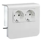 HAGER SL200559009016 Device carrier for skirting board chann SCHUKO socket, 2-fold | traffic white | 20x55 mm