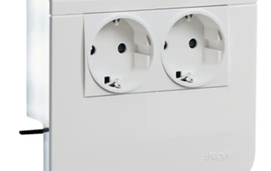 HAGER SL200559009016 Device carrier for skirting board chann SCHUKO socket, 2-fold | traffic white | 20x55 mm