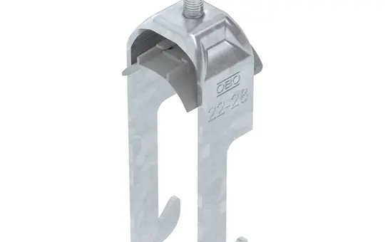 OBO BETTERMANN 1187720 galvanized steel clamp 1-fold, plastic tray, W-foot | 22-28 mm