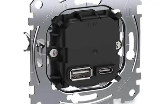 MERTEN MEG4366-0120 USB charger USB A/C, 3.0 A, PD 45 W | black