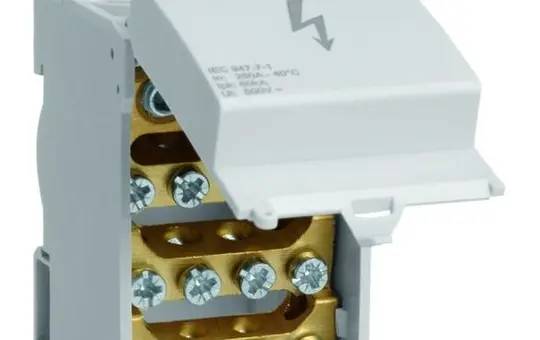 HAGER KJ02AN distribution block for multiple outlets 250 A, with front cover