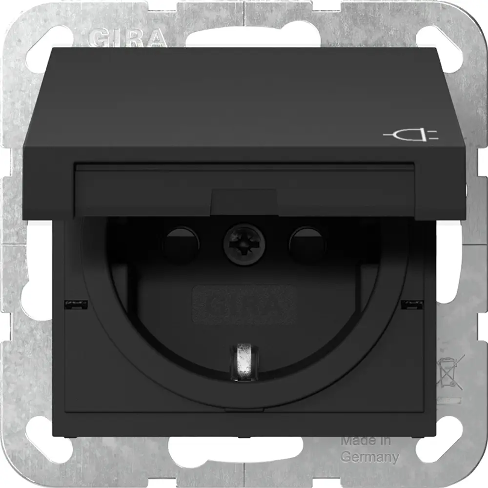 GIRA 4754 005 SCHUKO socket System 55 Touch protection, hinged cover ...