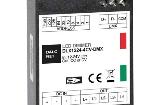 DALCNET DLX1224-4CV-DMX DMX LED dimming actuator CV 4-fold, 5 A, DE