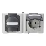 KOPP 131256002 SCHUKO socket surface-mounted BLUE ELECTRIC 2-fold, horizontal | gray