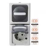 KOPP 130856009 surface-mounted combination BLUE ELECTRIC 1-way, toggle switch | gray