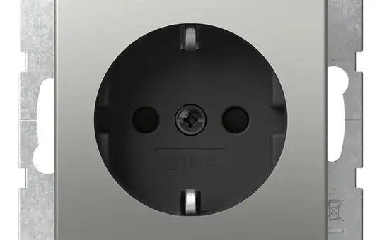 GIRA 4183600 SCHUKO socket system 55 Touch protection, screw terminals | stainless steel