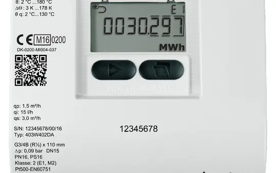 LINGG&JANKE 84748SEC KNX refrigeration meter Kamstrup Multical 403, DN20, thread, 2.5 m³/h | 190 mm