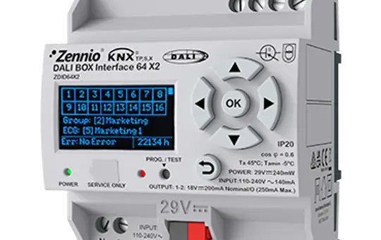 ZENNIO ZDID64X2 KNX-DALI interface DALI BOX 2 channels, 64 operating devices per channel