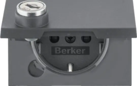 BERKER 47637006 SCHUKO socket K Hinged lid, lock | anthracite matt