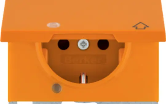 BERKER 41517124 IT socket K.1/K.5 BSV, hinged lid, touch protection, LED | shiny orange