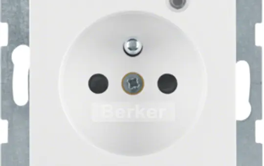 BERKER 6765098989 international socket S/B FR/BE, indicator light, protective contact pin | polar white glossy