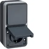 BERKER 47803525 surface-mounted combination W.1 2-fold, vertical, changeable, hinged lid | grey/light gray matt