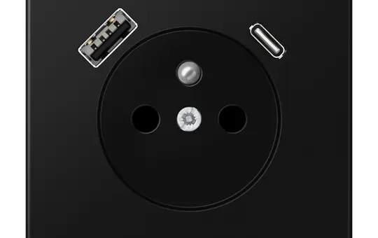 JUNG LS1520F-15CASWM international socket LS FR/BE, USB-A/C, 16 A | matt black
