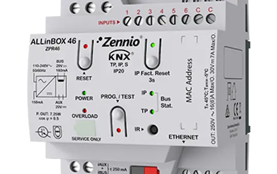 ZENNIO ZPR46 Multifunction Actuator ALLinBOX 4-fach, 6 Eingänge, 160 mA