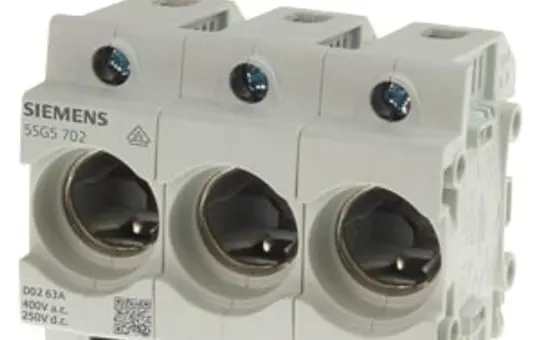 SIEMENS 5SG5702 NEOZED fuse base D02, 63 A, 3-polig, ohne LED-Signalmelder