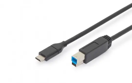DIGITUS AK-300149-018-S USB silicone connection cable USB-C / USB-B | SW | 1,8 m