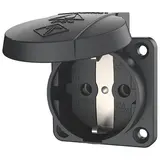 MENNEKES 11012 SCHUKO panel-mounted socket 16 A, 2-polig+PE, 230 V, Klappdeckel,Steckklemmen | SW