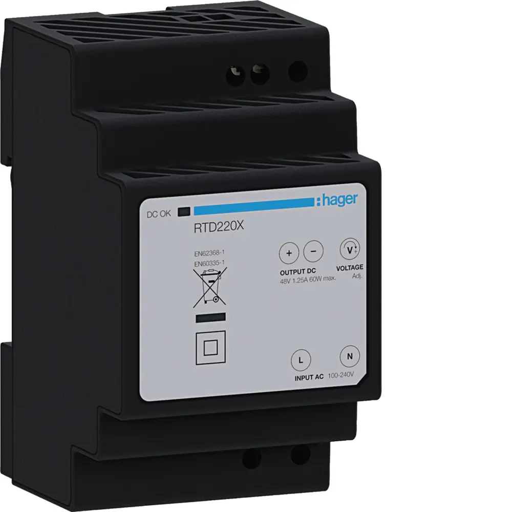 HAGER RTD220X transformer intercom 230 V/48 V, 60 VA, 3 TE buy online ...